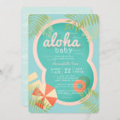Turquoise Blue Pool Aloha Baby shower Invitation (Devant / Derrière)