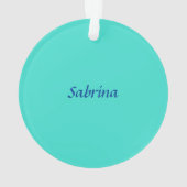 Turquoise Blue Professional Modern Elegant Name Ornament (achterkant)