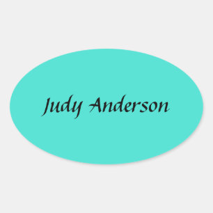 Turquoise Blue Professional Modern Elegant Name Ovale Sticker
