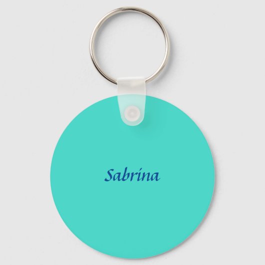 Turquoise Blue Professional Modern Elegant Name Sleutelhanger (Voorkant)