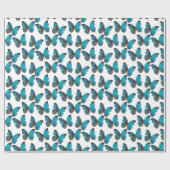 Turquoise Blue Rainforest Butteflies Pattern Cadeaupapier (Vlak)