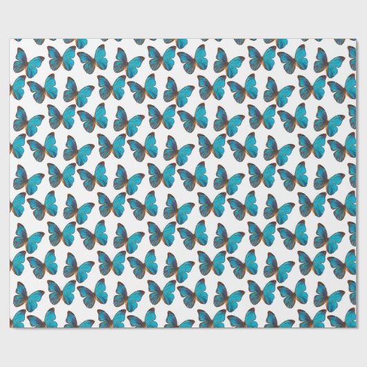 Turquoise Blue Rainforest Butteflies Pattern Cadeaupapier (Vlak)