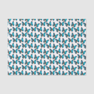 Turquoise Blue Rainforest Butteflies Pattern Tissuepapier