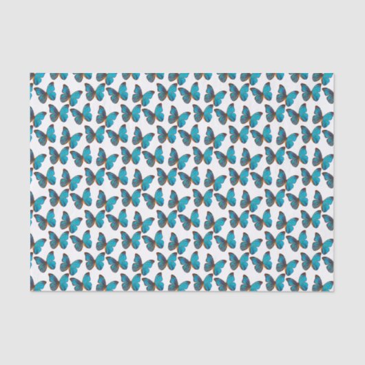 Turquoise Blue Rainforest Butteflies Pattern Tissuepapier (Voorkant)