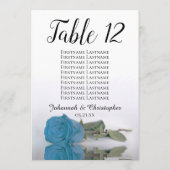 Turquoise Blue Roos Table Seating Chart Large (Achterkant)