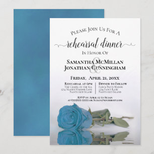 Turquoise Blue Roos Wedding Rehearsal Dinner Kaart