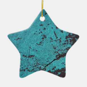 Turquoise Blue Rusted Keramisch Ornament