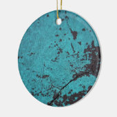 Turquoise Blue Rusted Keramisch Ornament (Links)