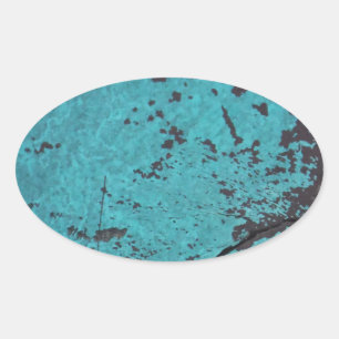 Turquoise Blue Rusted Ovale Sticker