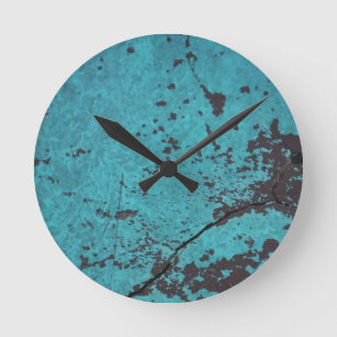 Turquoise Blue Rusted Ronde Klok