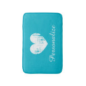 Turquoise blue rustic hart badmat tapijt (Voorkant Verticaal)