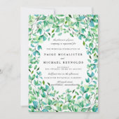 Turquoise Blue Sage Green Botanical Wedding Kaart (Voorkant)