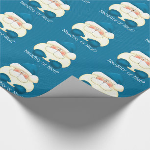 Turquoise Blue Santa Naughty of Nice Holiday Cadeaupapier