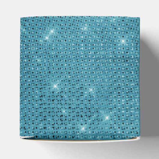 Turquoise Blue Shimmer Monogram - Jouw naam toevoe Bedankdoosjes (Bovenkant)