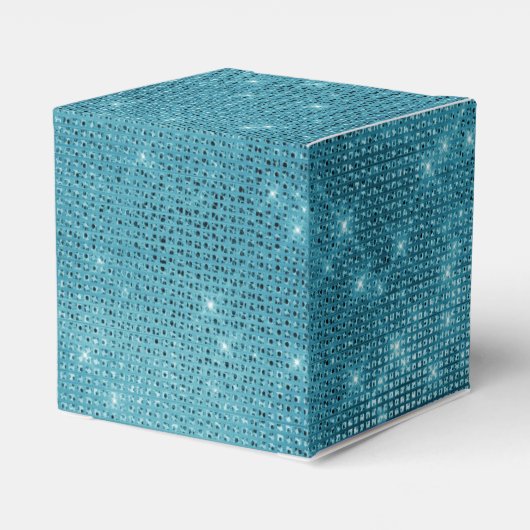 Turquoise Blue Shimmer Monogram - Jouw naam toevoe Bedankdoosjes (Achterkant)