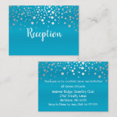 Turquoise Blue & Silver Confetti Stippen - Recepti Informatiekaartje (Voorkant / Achterkant)