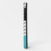 Turquoise Blue Silvery Glitter Chevron Pattern Case-Mate iPhone Case (Achterkant/links)