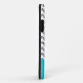 Turquoise Blue Silvery Glitter Chevron Pattern Case-Mate iPhone Case (Achterkant/rechts)