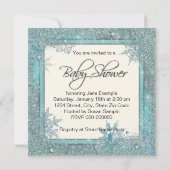 Turquoise Blue Snowflake Baby Shower Invitations (Dos)