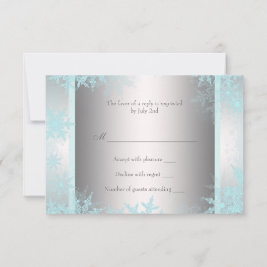Turquoise Blue Snowflake Masquerade Party RSVP (Dos)