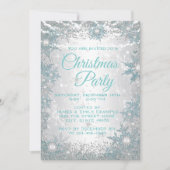 Turquoise Blue Snowflake Noël Invitations (Devant)