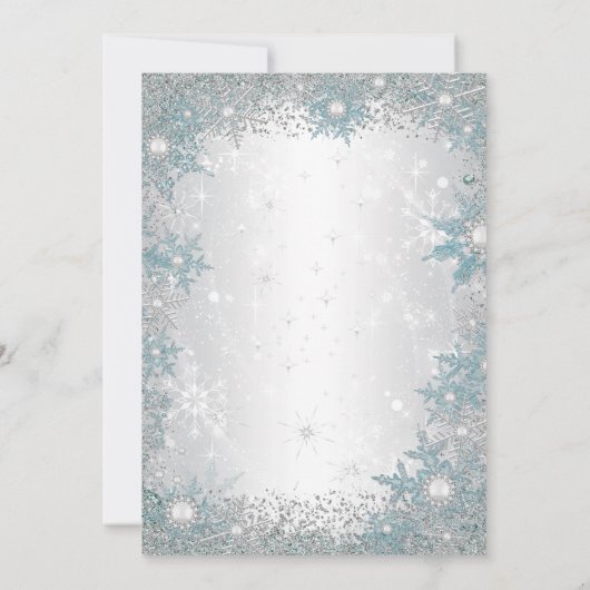 Turquoise Blue Snowflake Noël Invitations (Dos)
