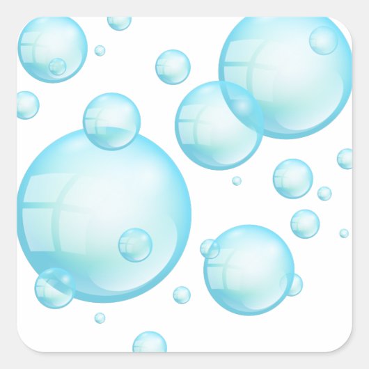 Turquoise Blue Soapy Shampoo Air Bubbles Vierkante Sticker (Voorkant)