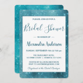 Turquoise Blue Sparkle Bruids Douche Uitnodiging (Voorkant / Achterkant)