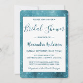 Turquoise Blue Sparkle Bruids Douche Uitnodiging (Voorkant)