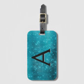 Turquoise Blue Sparkle Twinkle Sparkle Monogram Bagagelabel (Voorkant (verticaal))