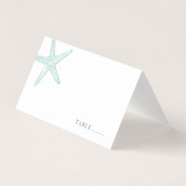 Turquoise Blue Starfish Place Card Visitekaartjes