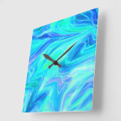 Turquoise Blue Tropical Abstract Vierkante Klok (Hoek)