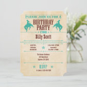 Turquoise Blue Vintage Cowboy Invitation Anniversa (Debout devant)