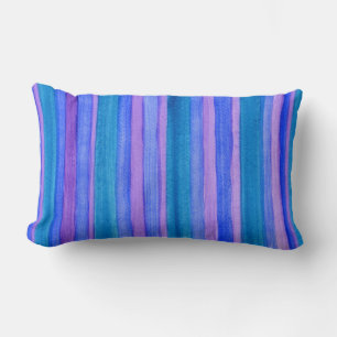 Turquoise, Blue, Violet Painted Stripes Pillow Kussen