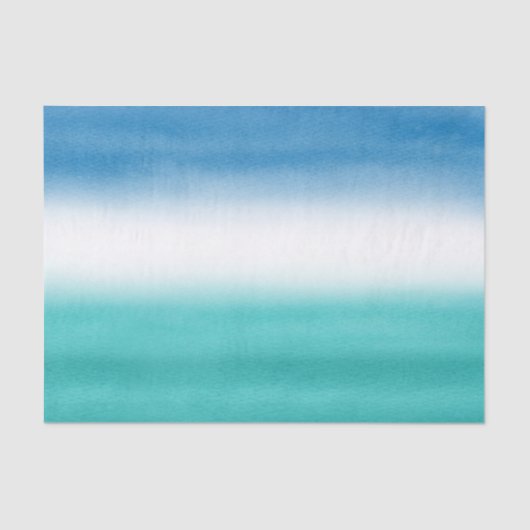 Turquoise Blue Waterverf Ombre Tissuepapier (Voorkant)
