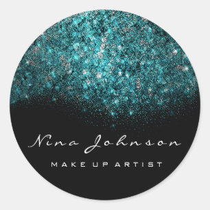 Turquoise Blue White Makeup Artist Beauty Ronde Sticker