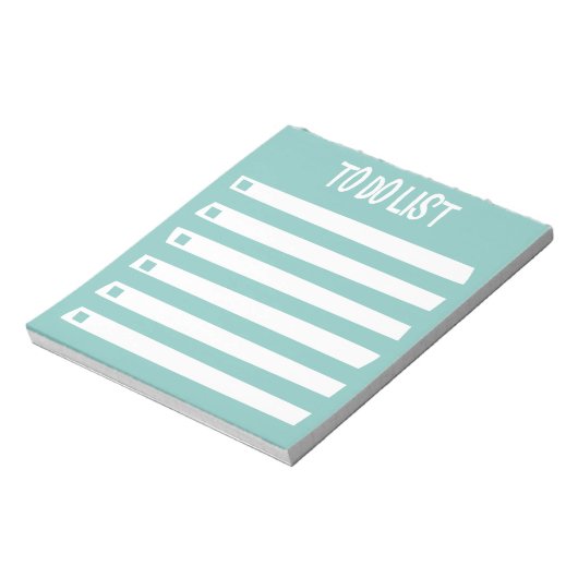 Turquoise Blue White Simple Girly om lijst te doen Notitieblok (Gedraaid)