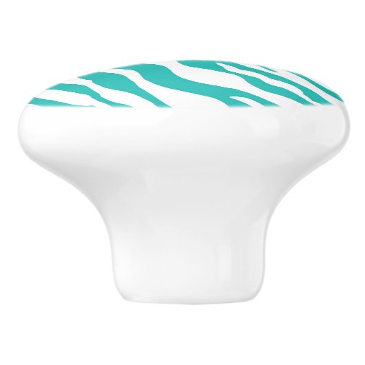 Turquoise Blue White Zebra Leopard Skin Monogram Keramische Knop (Zijkant)