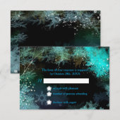 Turquoise Blue Winter Forest Wedding RSVP Card (Voorkant / Achterkant)