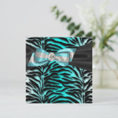 Turquoise Blue Zebra All Occasion Party Invitation (Debout devant)