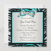 Turquoise Blue Zebra All Occasion Party Invitation (Dos)