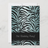 Turquoise Blue Zebra Anniversaire Fête Invitation (Devant)