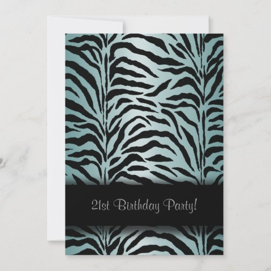 Turquoise Blue Zebra Anniversaire Fête Invitation (Devant)