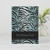 Turquoise Blue Zebra Anniversaire Fête Invitation (Debout devant)