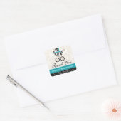 Turquoise Blue Zebra Baby Carriage Bedankt Vierkante Sticker (Envelop)