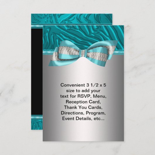 Turquoise Blue Zebra Bat mitzvah RSVP (Devant / Derrière)