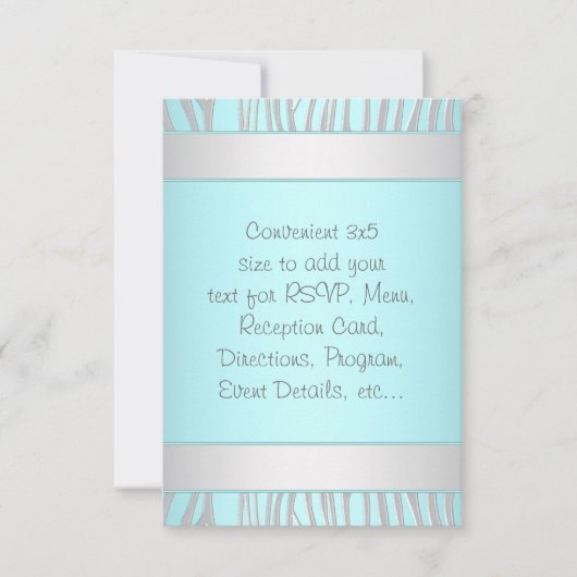 Turquoise Blue Zebra RSVP Tout usage (Devant)