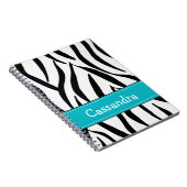 Turquoise Blue Zebra Skin Print Notebook Journal Notitieboek (Rechterzijde)