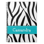 Turquoise Blue Zebra Skin Print Notebook Journal Notitieboek (Voorkant)