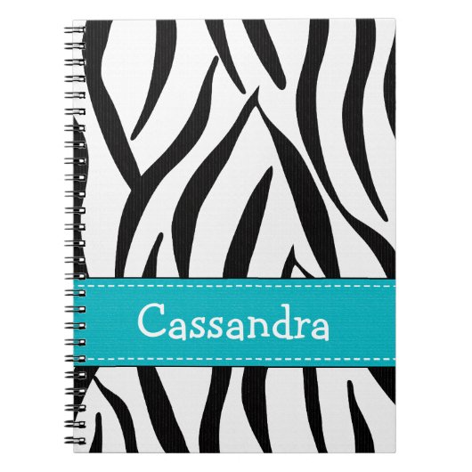 Turquoise Blue Zebra Skin Print Notebook Journal Notitieboek (Voorkant)